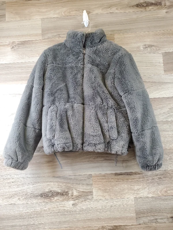 Jacket Faux Fur & Sherpa By New Look In Grey, Size: S