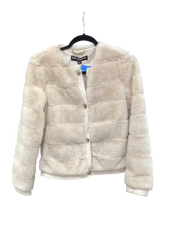 Coat Faux Fur & Sherpa By Karl Lagerfeld In Cream, Size: Xs