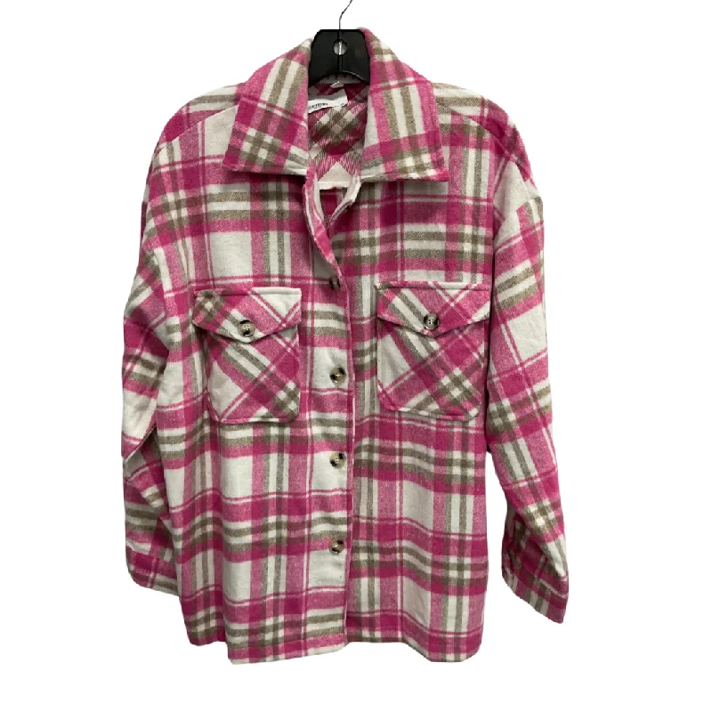 Jacket Shirt By Hyfve In Pink & Tan, Size: M