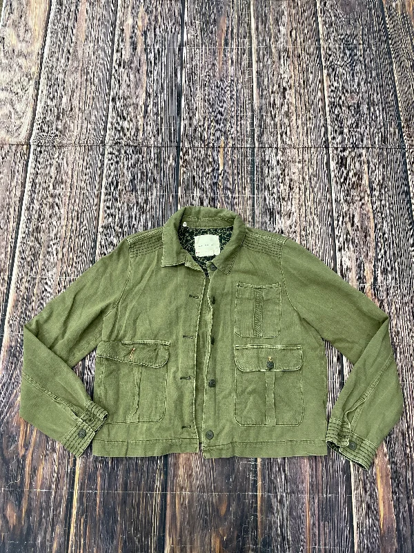 Jacket Moto By Anthropologie In Green, Size: L