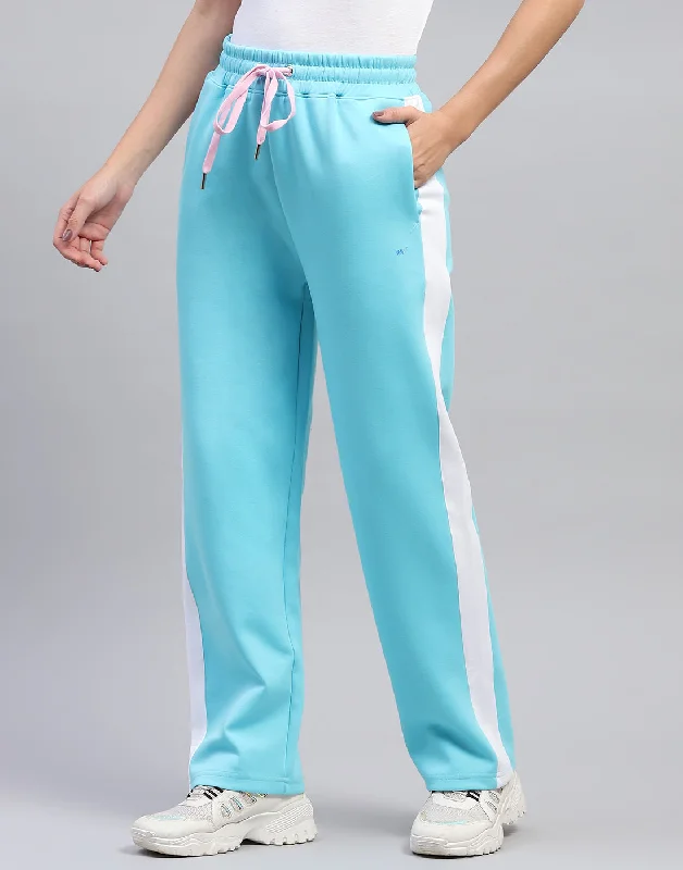 Women's Everyday Attire Vintage-Modern Style Offers Women Turquoise Blue Solid Regular Fit Lower