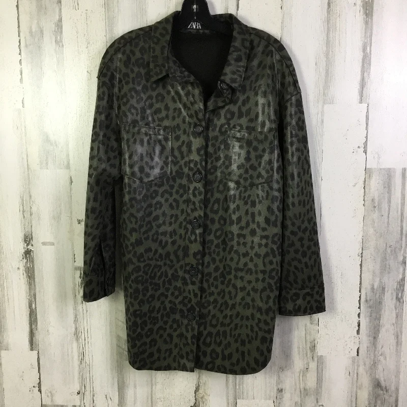 Jacket Shirt By Zara In Green, Size: S