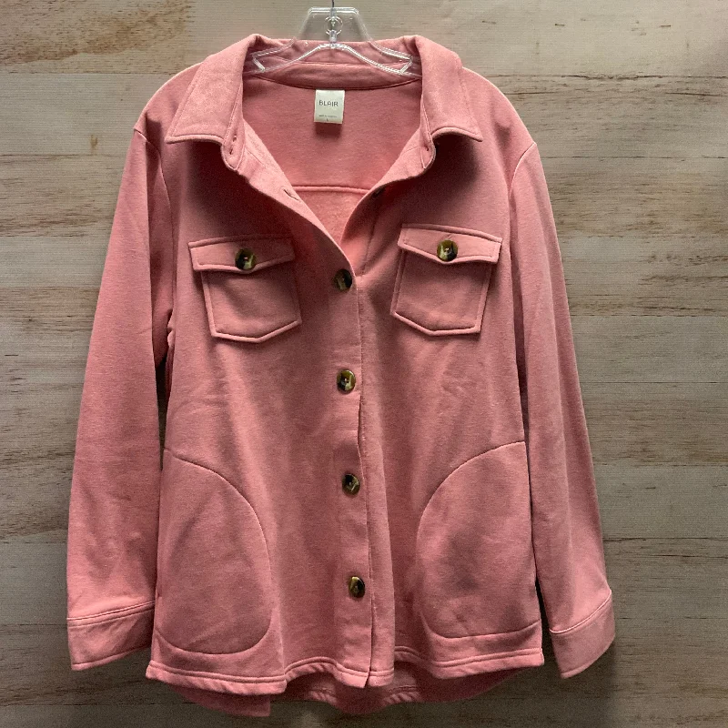 Jacket Shirt By Blair In Pink, Size: L