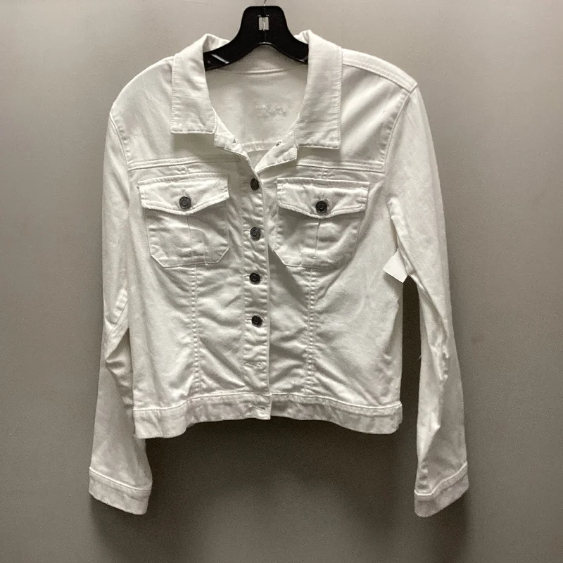 Jacket Denim By Kut In White Denim, Size: Xl