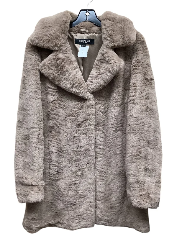 Coat Faux Fur & Sherpa By Kenneth Cole In Tan, Size: M