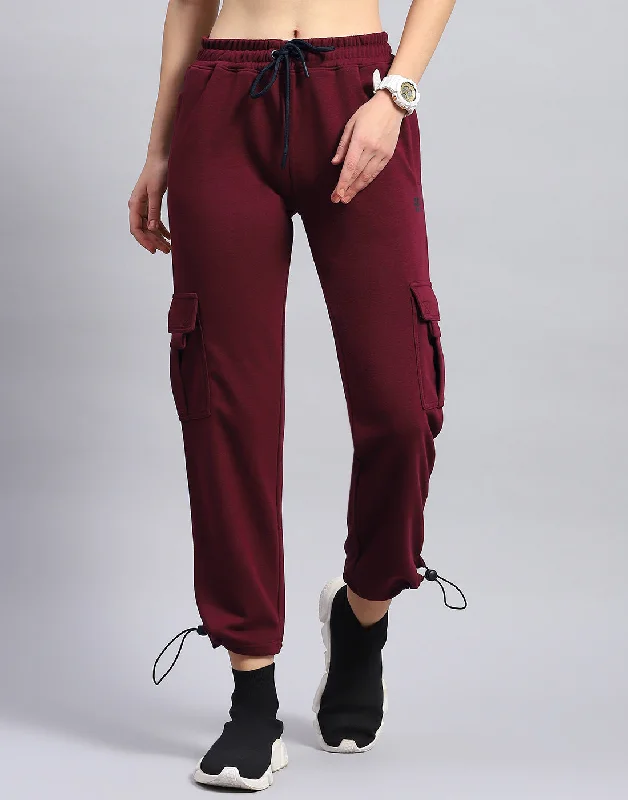 Women's Vintage Clothes Unleash Your Style Women Maroon Solid Regular Fit Lower