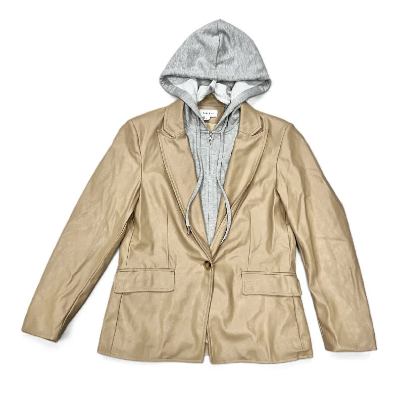 Jacket Moto By Evereve In Grey & Tan, Size: L