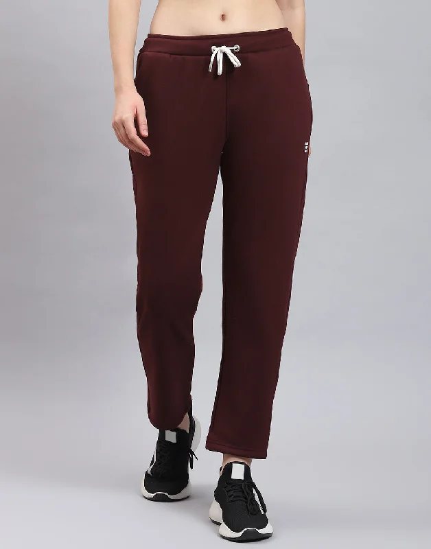 Women's Clothes And Apparel Final Sale Women Maroon Solid Regular Fit Winter Lower