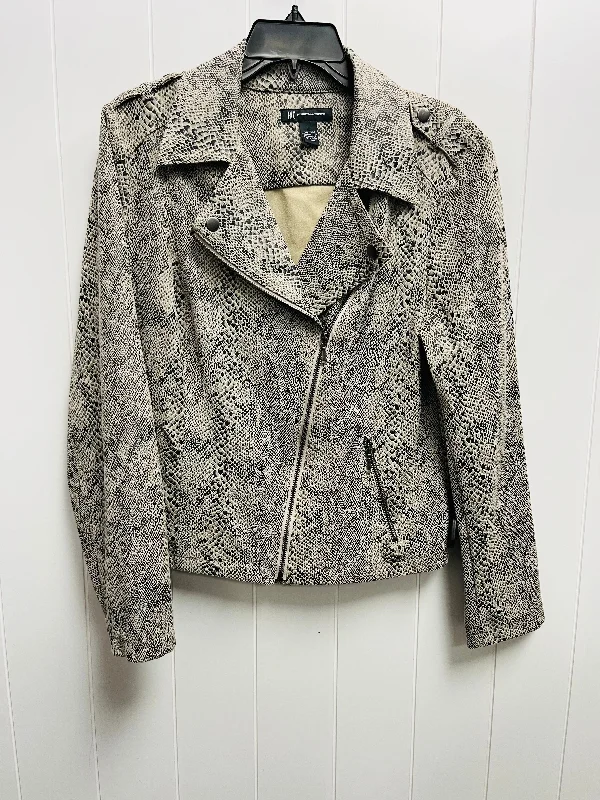 Jacket Moto By Inc In Black & Grey, Size: L