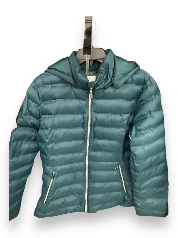 Coat Puffer & Quilted By Time And Tru In Aqua, Size: L