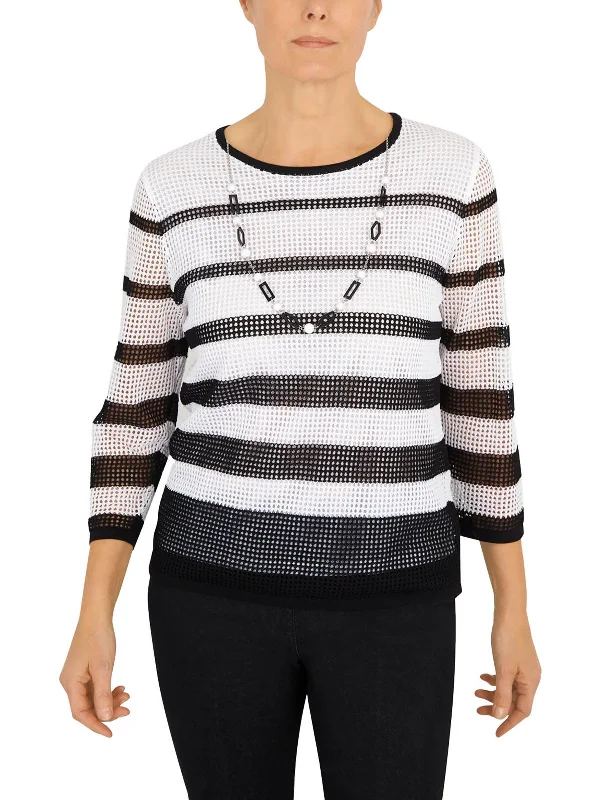 Women's Formal Event Clothing Premium Style Womens Striped Viscose Pullover Sweater