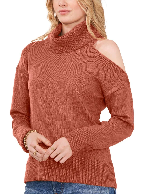 Women's Classic Outfit Essentials On Sale Womens Cold Shoulder Long Sleeve Turtleneck Sweater