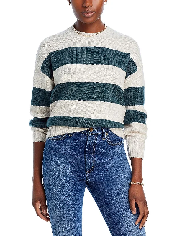 Fashionable Women's Outfit Spring Offer Womens Crewneck Striped Pullover Sweater