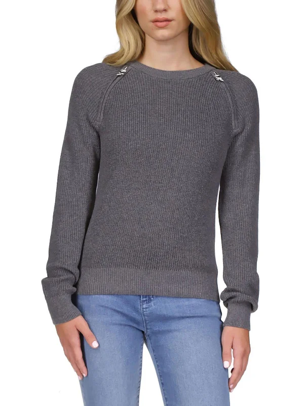 Women's Clothing And Garments Sets Trend Forward Threads Petites Womens Crewneck Cropped Pullover Sweater