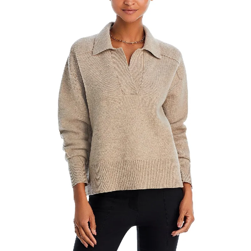 Women's Cozy Outfit For Lounging Chic And Trendy Womens Collared Ribbed Trim Pullover Sweater