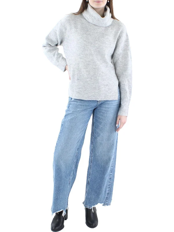 Women's Comfortable Lounge Outfit Low Price Special Womens Ribbed Side Slits Turtleneck Sweater