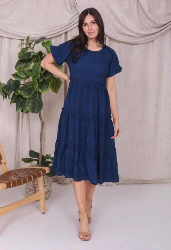 Chic Clothing For Women Fashion-Forward Offers Serena modest midi dress in bright cobalt-final sale