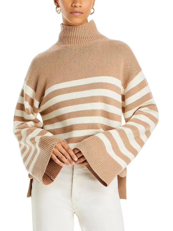 Women's Occasion Wear Clothes Fashion-Forward Offers Womens Wool Blend Ribbed Trim Mock Turtleneck Sweater