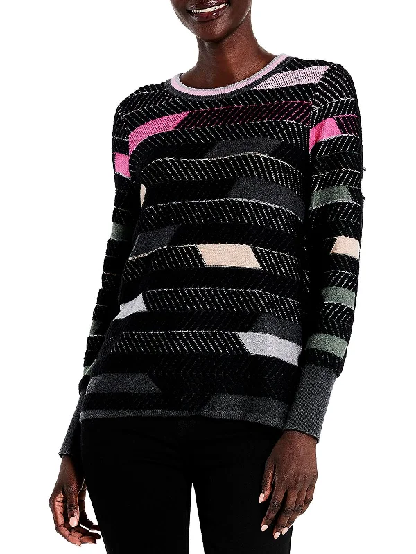 Women's Outerwear Attire Seasonal Style Discounts Womens Knit Striped Crewneck Sweater