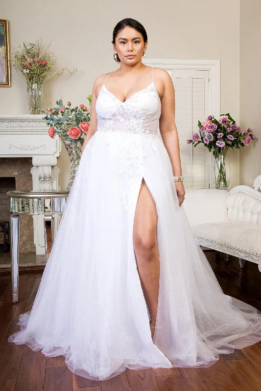 Women's Relaxed Clothes Trend Alert Long Spaghetti Strap Sheer Bodice Wedding Gown