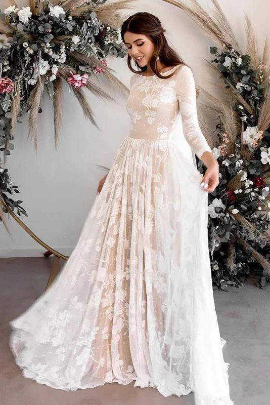 Women's Clothing Sets Contemporary Casual Deals A Line 3/4 Sleeves Wedding Dresses Elegant Backless Boho Bride Dress