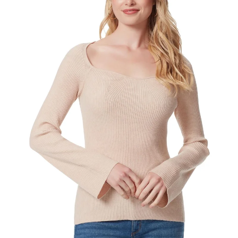 Women's Sporty Chic Clothes End Of Season Sale Womens Sweetheart Neckline Ribbed Pullover Sweater