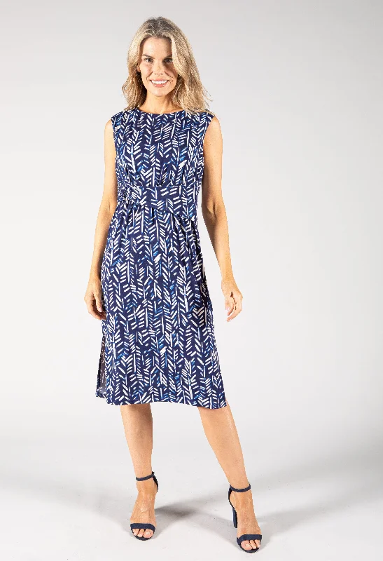 Women's Clothing For Work Limited Stock Printed Belt Detail Midi Dress