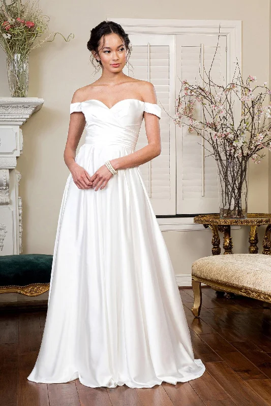 Women's Elegant Evening Attire Discount Extravaganza Long Off Shoulder A Line Wedding Gown