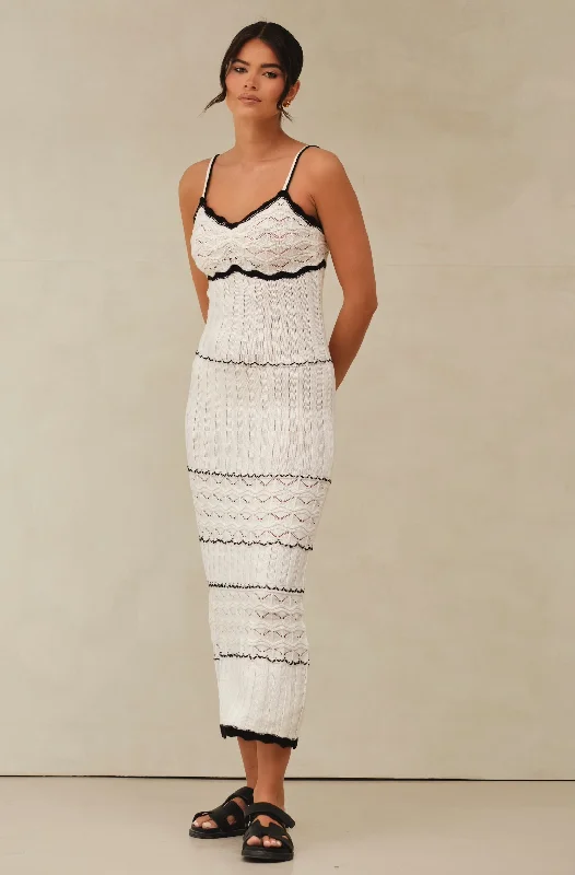 Comfortable Lounge Clothing Low Price Special Miranda Midi Knitted Dress  White & Black