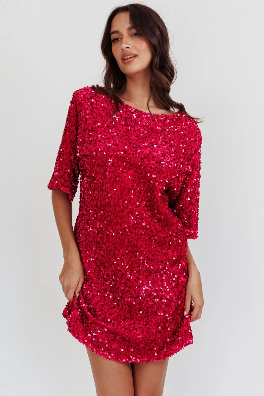 Women's Clothes And Apparel Sets Buy More, Save More Miramar Backless Sequin Dress Fuchsia