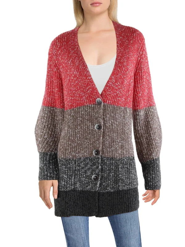 Women's Evening Garments Limited Edition Womens Colorblock Button-Down Cardigan Sweater