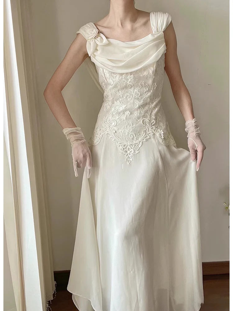 Women's Resort Attire Fashion Forward, Function First Wedding Dress A Line Lace Chiffon Dress Formal Wear Dresses Without Gloves