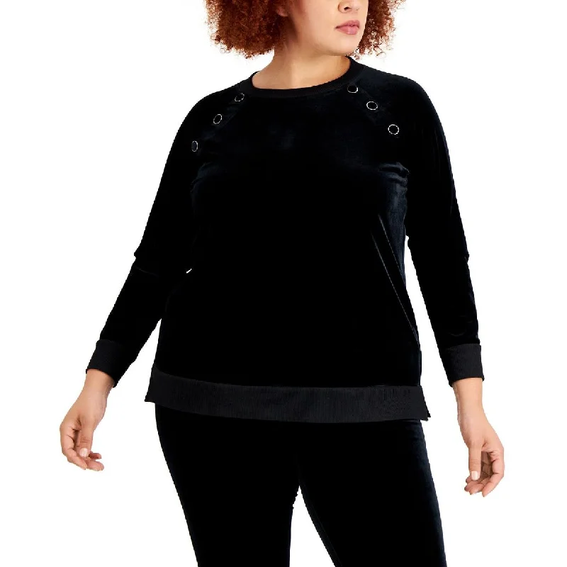 Women's Versatile Apparel Luxury Casual Deals Plus Womens Velour Embellished Pullover Sweater