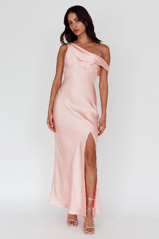 Timeless Women's Apparel Flash Sale Now Etienne Off-Shoulder Halter Midi Dress Shimmer Pink