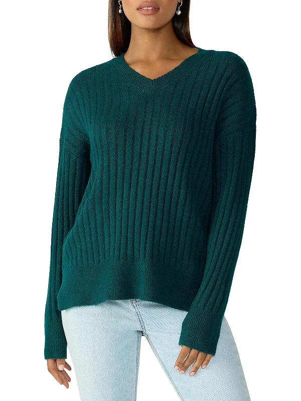 Women's High-Fashion Attire End Of Season Sale Womens Ribbed V-Neck Pullover Sweater