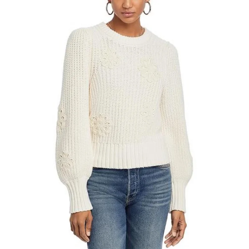 Women's Plus-Size Casual Outfit Chic And Edgy Romy Womens Crochet Long Sleeve Pullover Sweater