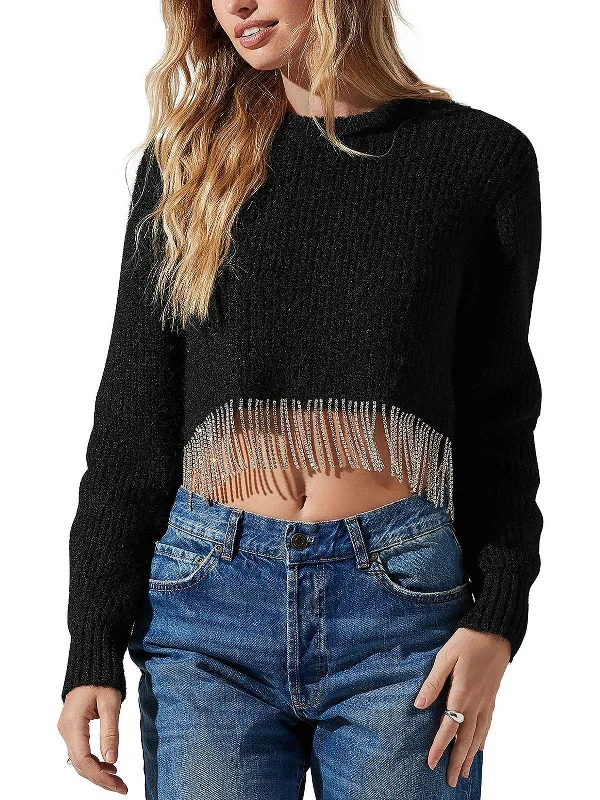 Classic Clothes For Women Classic Modern Offers Womens Wool Blend Rhinestone Crop Sweater