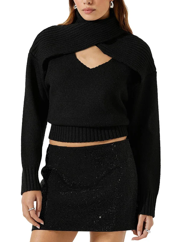 Women's Night-Out Outfit Quick Grab Deals Womens Cut-Out Ribbed Crop Sweater