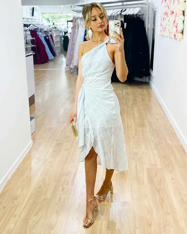 Women's Vintage-Inspired Outfit Massive Savings Olivia One Shoulder Midi Dress - White