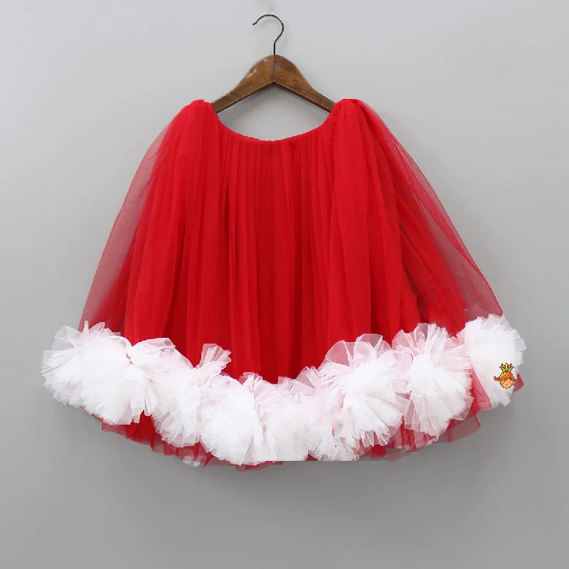 Women's Chic Outerwear Attire Day-To-Night Styles Stunning Red Ruffled Frilly Net Dress