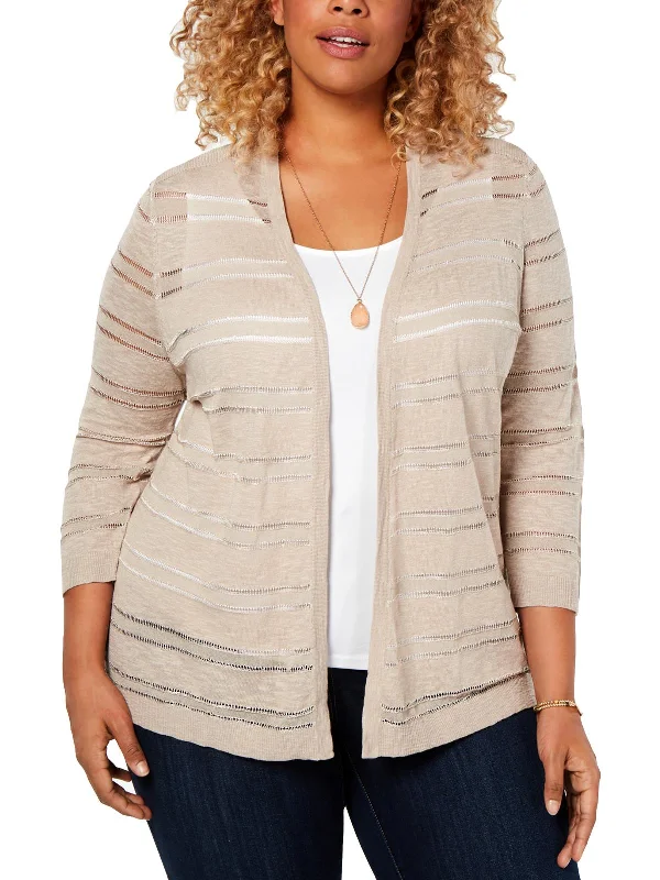 Women's Transitional Attire Mega Sales Plus Womens Knit Striped Cardigan Sweater