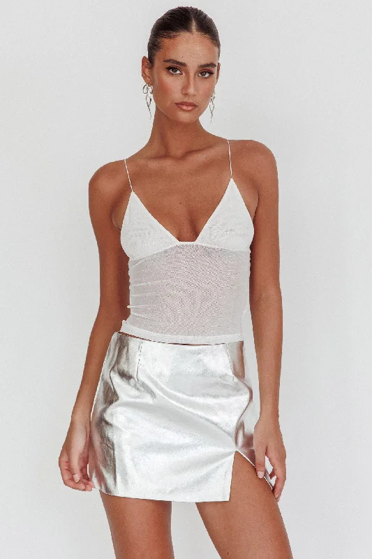 Charming Women's Clothes For Special Events Unleash Your Fashion Namrata PU Mini Skirt Silver