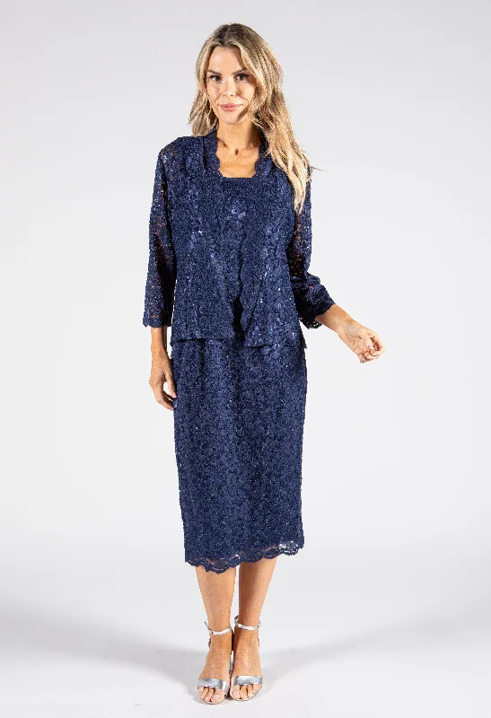 Women's Stylish Outdoor Outfit Bid Farewell To The Old Season Two Piece Lace Dress and Jacket