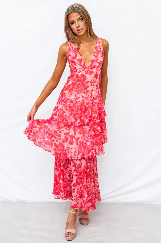 Chic Clothing For Women Additional Time-Limited Offers Elleny Maxi Dress - Red Floral