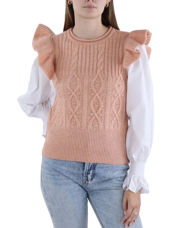 Women's Tops And Clothing Fashion-Forward Offers Womens Layered Ruffled Pullover Sweater