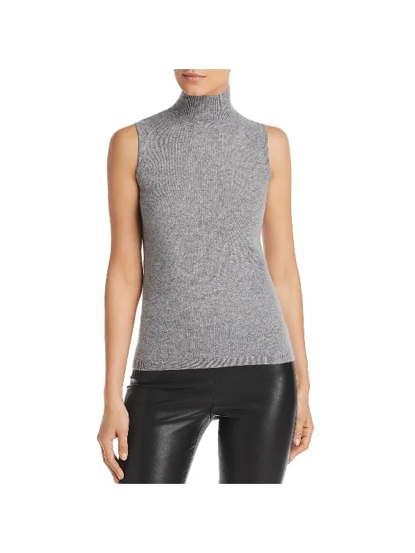 Women's Occasion Wear Clothing Sophisticated Street Style Offers Womens Cashmere Ribbed Trim Tank Top Sweater