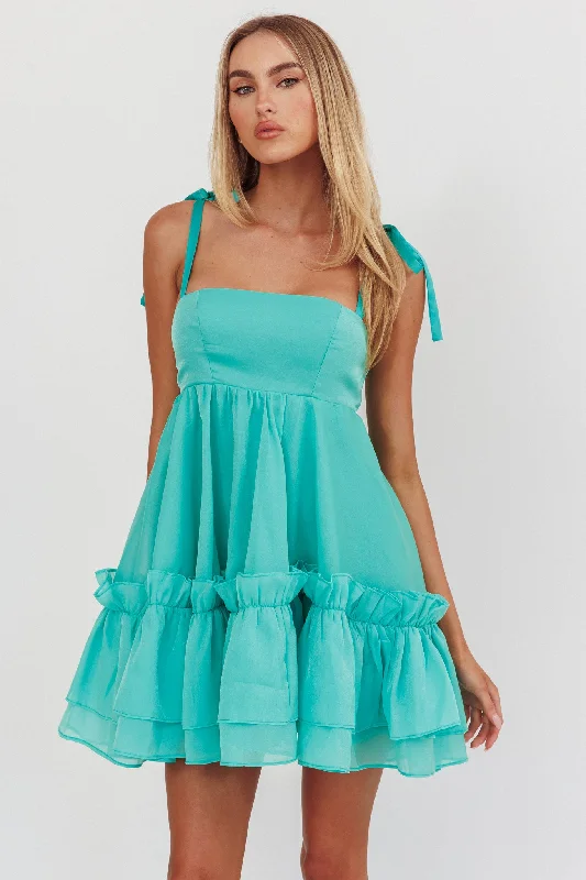 Women's Wedding Apparel Exclusive Deals Online Dream Chaser Frill Hem Babydoll Dress Green