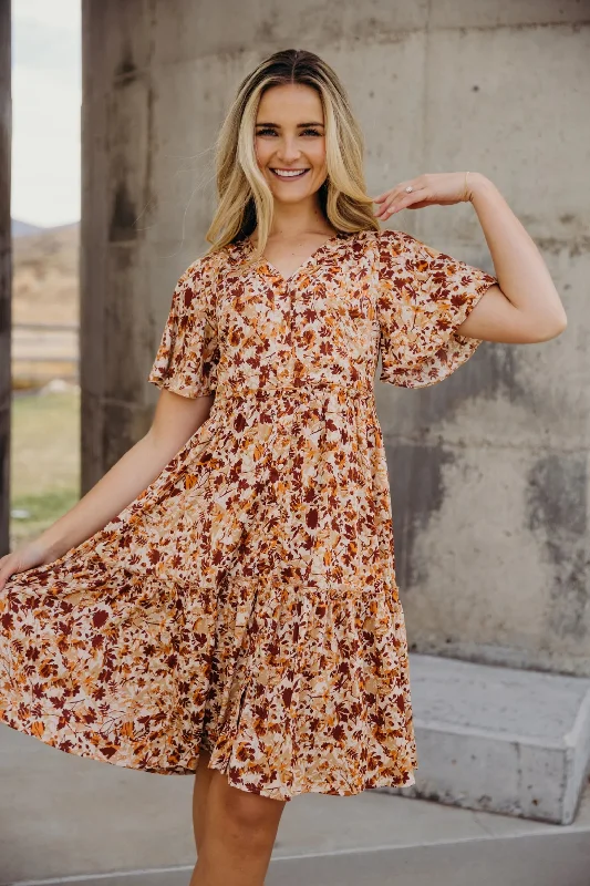 Casual Apparel For Women Crazy Price Slashing Clementine modest midi dress in crimson harvest-final sale