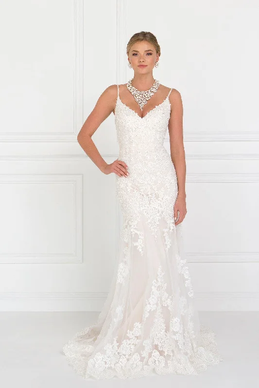 Tailored Clothing For Women Laid-Back Fashion Offers Lace V-Neck A-Line Long Wedding Dress