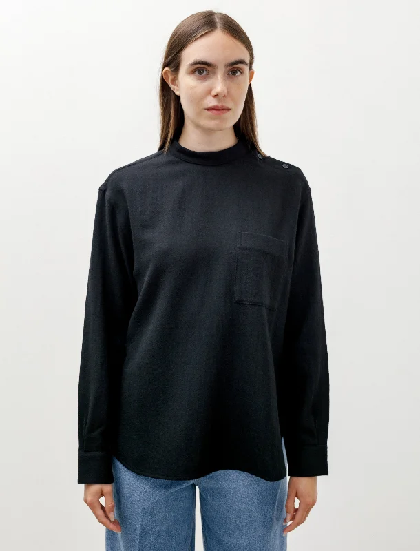 Contemporary Fashion Sale Mao Collar Top Carded Wool Black